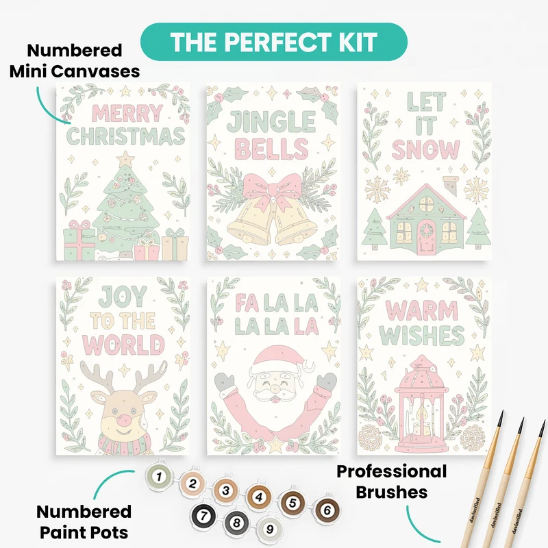 Festive Christmas Greetings - Mini Paint by Numbers Set