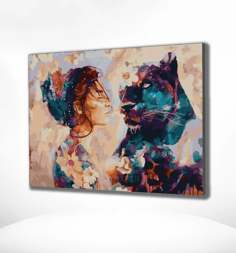 Diamond Painting Frau mit Lepoard