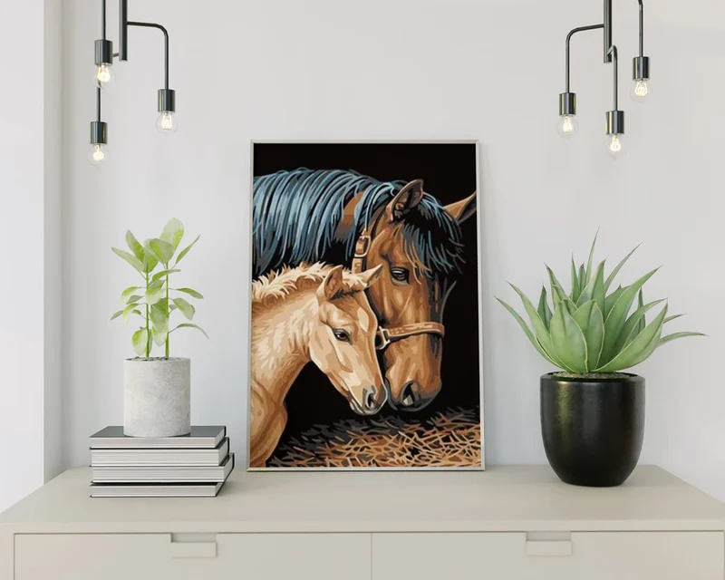 Diamond Painting Pferd und Fohlen