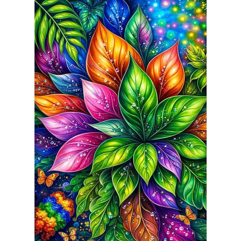 5D Diamond Painting – Rainbow Leaves