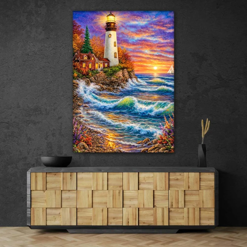 5D Diamond Painting – Sunset Lighthouse