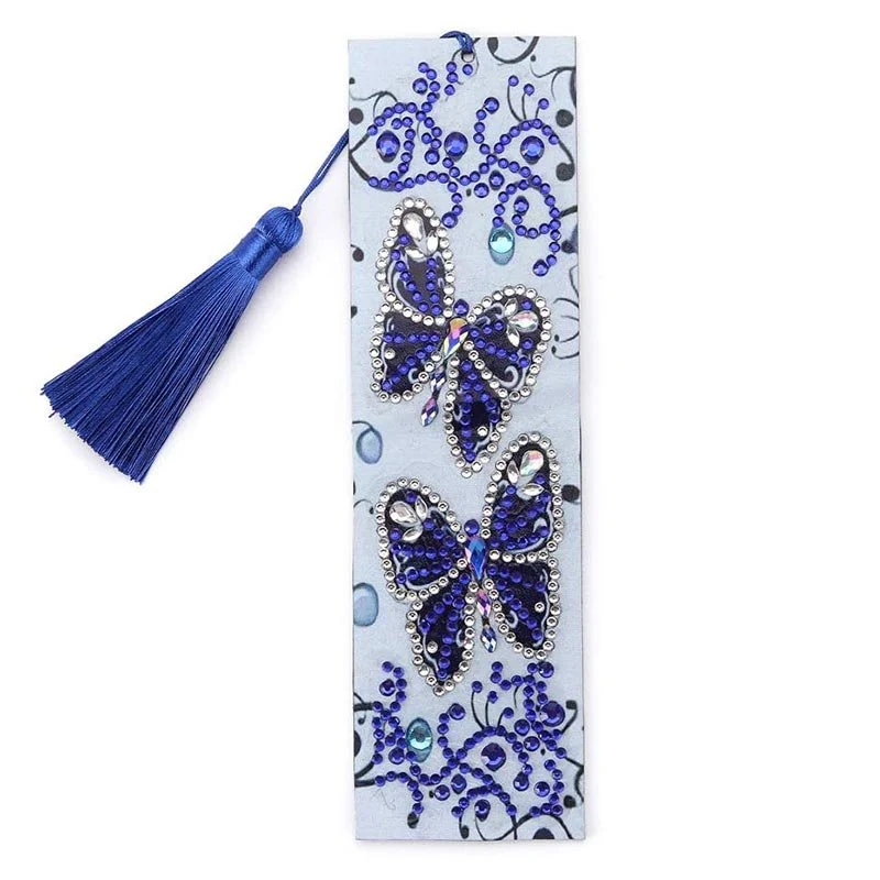 Diamond Painting Lesezeichen Blaue Schmetterlinge
