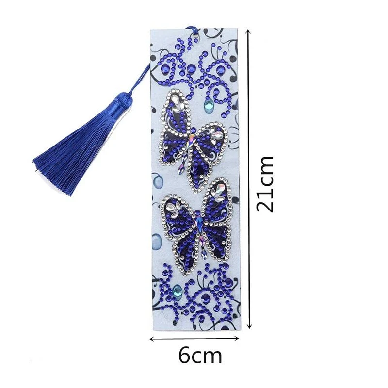 Diamond Painting Lesezeichen Blaue Schmetterlinge