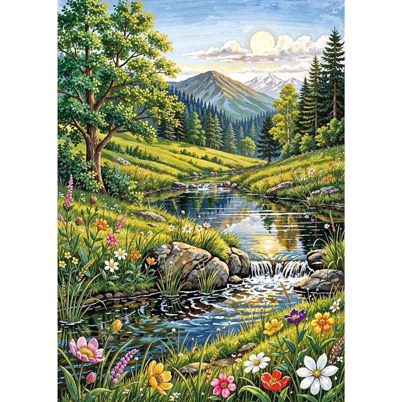 5D Diamond Painting – Frühlingszauber im Alpenland