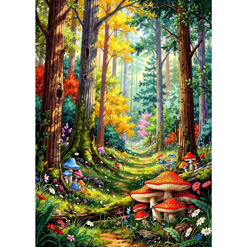 5D Diamond Painting – Pfad der Zauberpilze