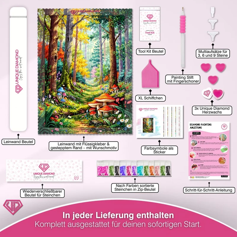 5D Diamond Painting – Pfad der Zauberpilze