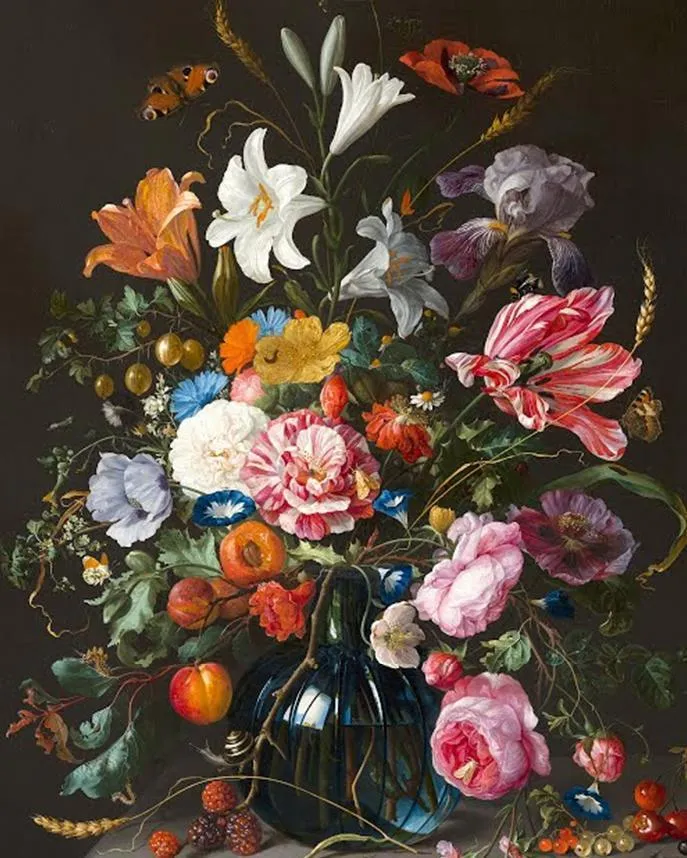 Malen nach Zahlen Portrait Blumen in blauer Vase