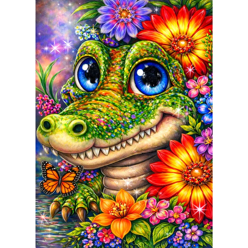 5D Diamond Painting – Happy Crocodile Garden