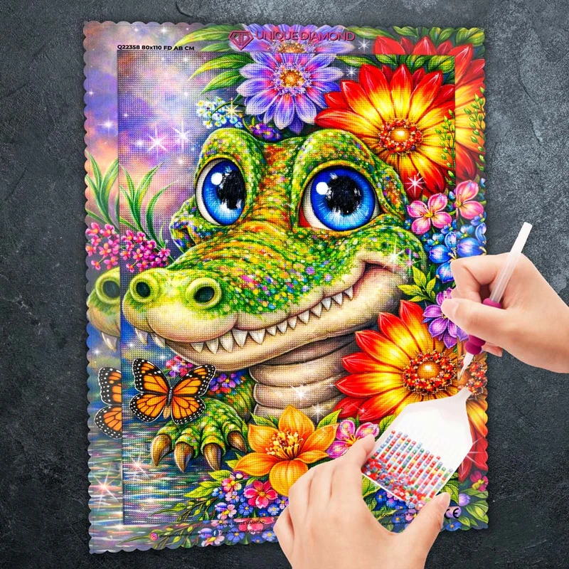 5D Diamond Painting – Happy Crocodile Garden