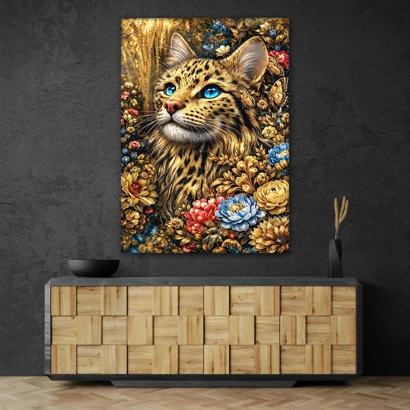 5D Diamond Painting – Golden Leopard Bloom