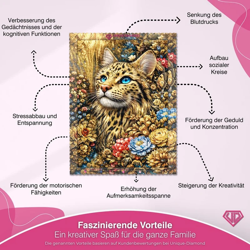 5D Diamond Painting – Golden Leopard Bloom