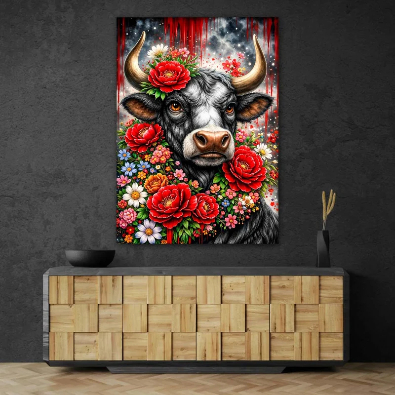 5D Diamond Painting – Floral Spirit Bull