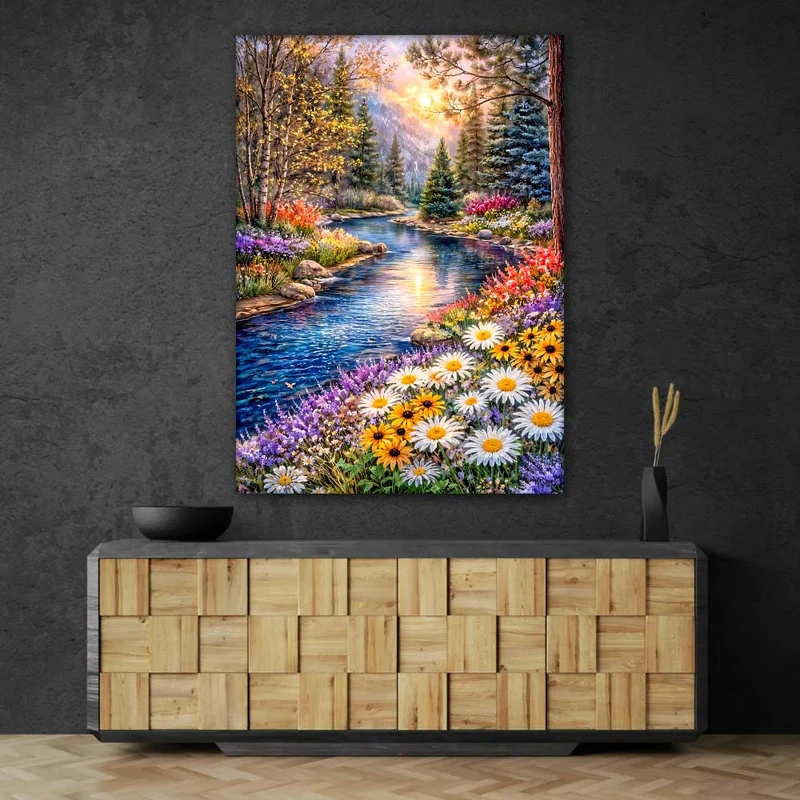 5D Diamond Painting – Mountain River Blossom