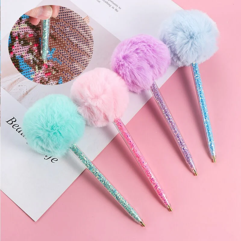 Diamond Painting Glitzerstift mit Haarkugel 4 Farben Zubehör