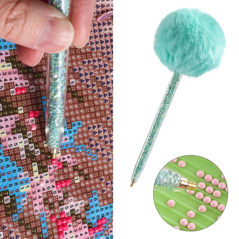 Diamond Painting Glitzerstift mit Haarkugel 4 Farben Zubehör