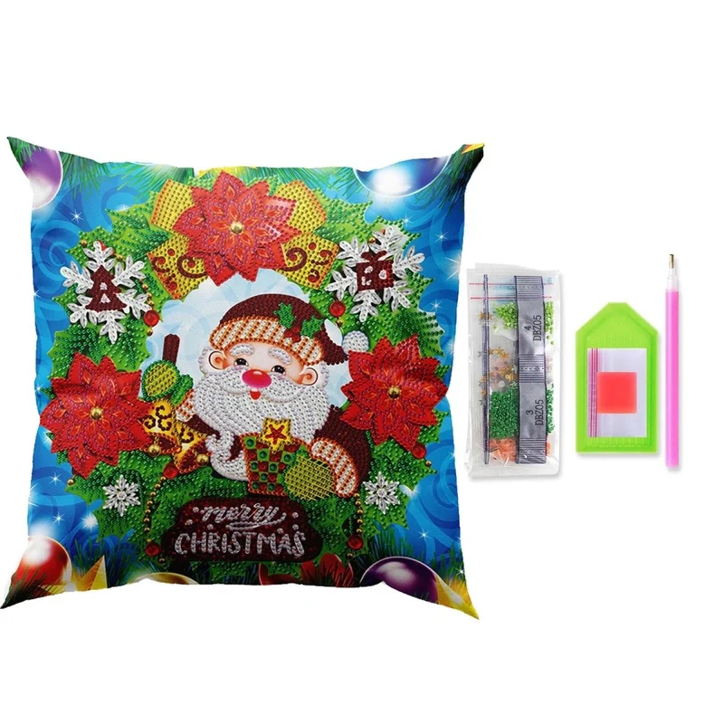 5D Diamond Painting Kissenbezug 30x30cm Merry Christmas Zwerg