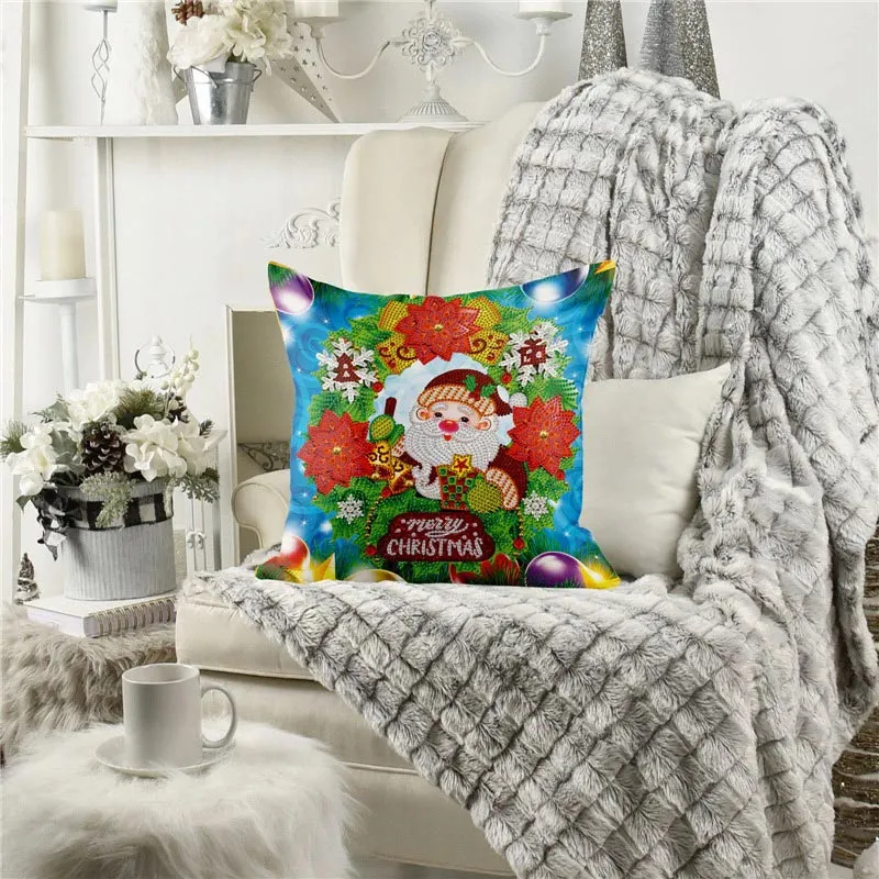 5D Diamond Painting Kissenbezug 30x30cm Merry Christmas Zwerg