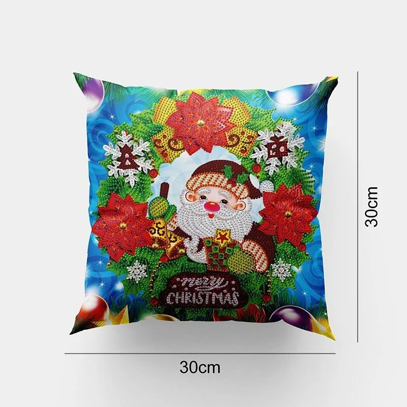 5D Diamond Painting Kissenbezug 30x30cm Merry Christmas Zwerg