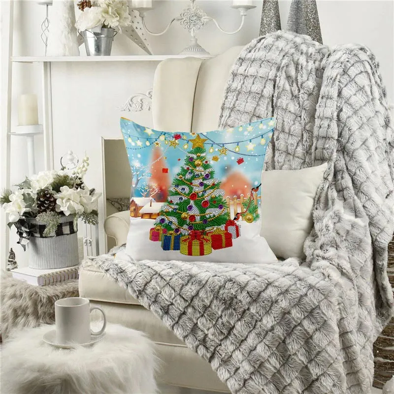 5D Diamond Painting Kissenbezug 30x30cm Weihnachtsbaum