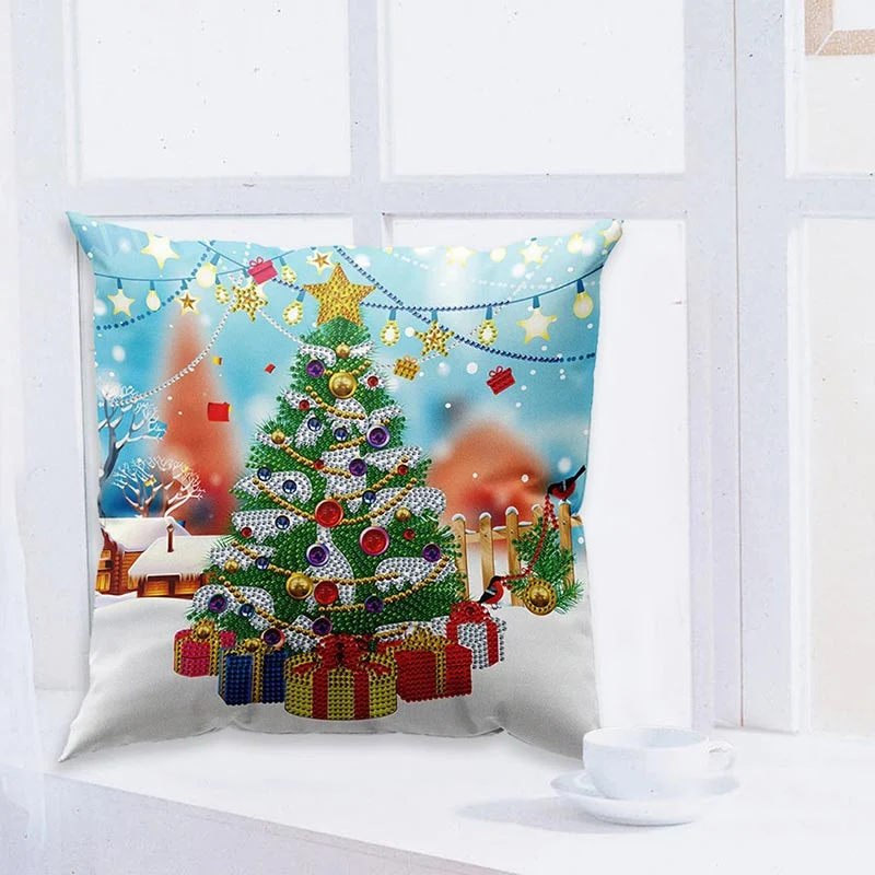 5D Diamond Painting Kissenbezug 30x30cm Weihnachtsbaum