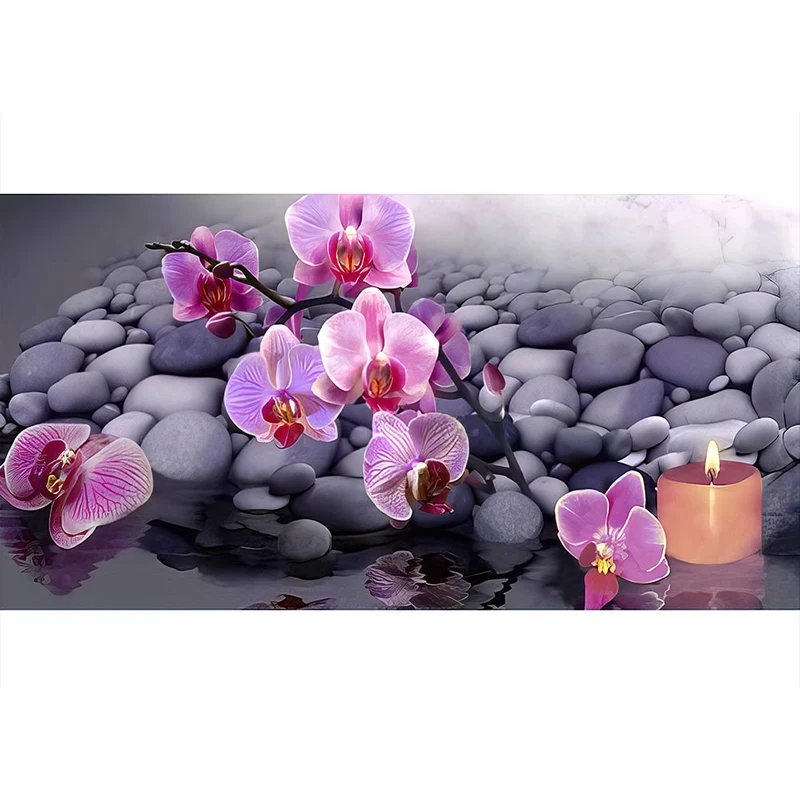 5D Diamond Painting – Orchidee mit Wellness Steinen