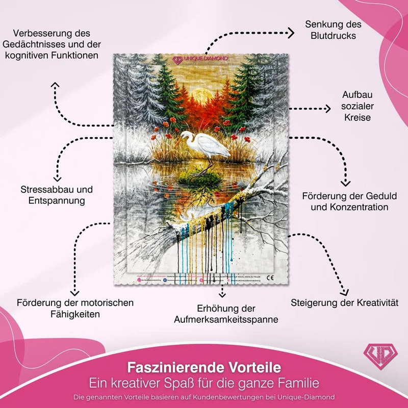 5D Diamond Painting – Der weiße Reiher im Farbspiel der Natur
