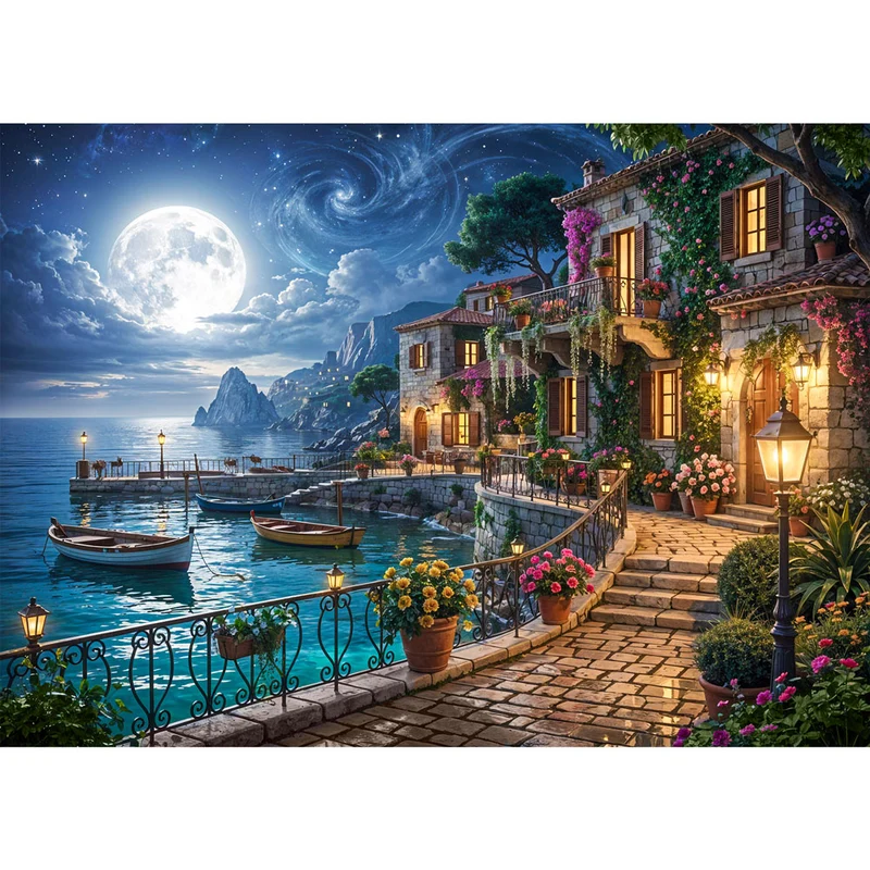 5D Diamond Painting – Moonlit Riviera