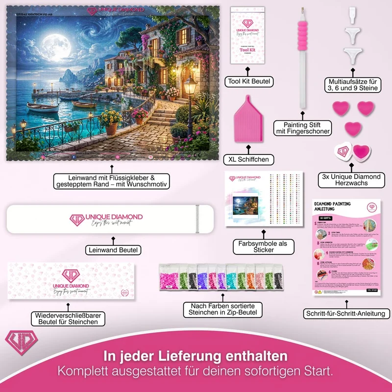 5D Diamond Painting – Moonlit Riviera