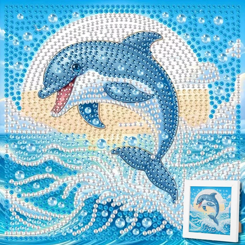 5D Diamond Painting Mini-Bild – Sprung des Delfins im Sonnenlicht