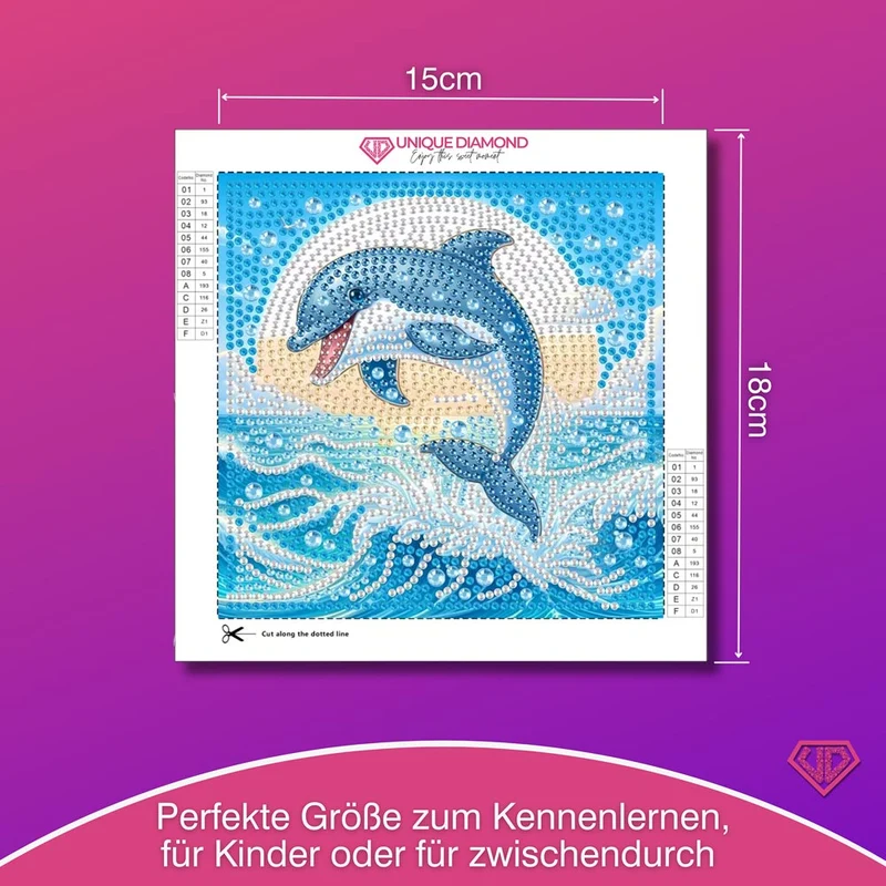 5D Diamond Painting Mini-Bild – Sprung des Delfins im Sonnenlicht