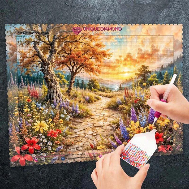 5D Diamond Painting – Pfad ins Abendgold