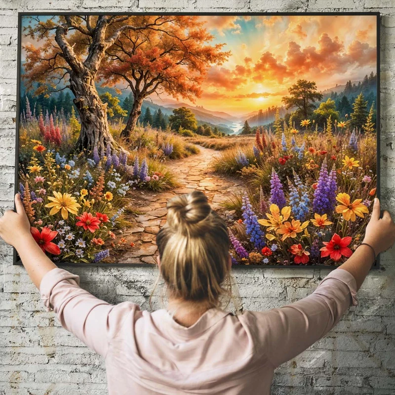 5D Diamond Painting – Pfad ins Abendgold