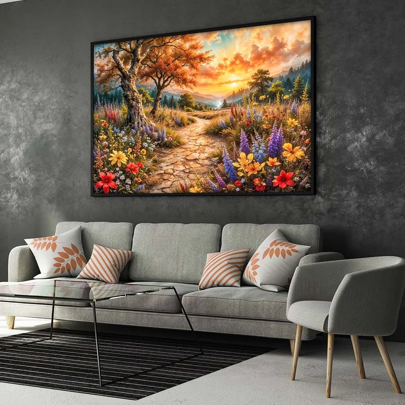 5D Diamond Painting – Pfad ins Abendgold