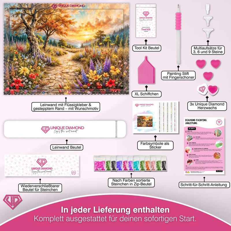 5D Diamond Painting – Pfad ins Abendgold