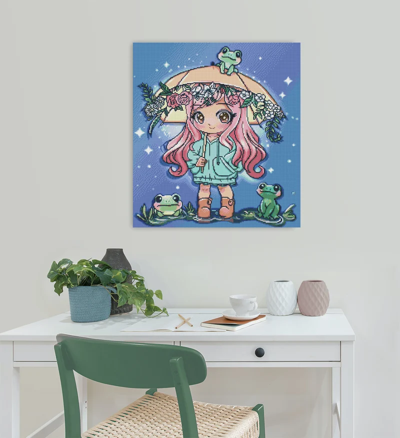 Diamond Painting - Chi_Chibi - Umbrella girl with frogs