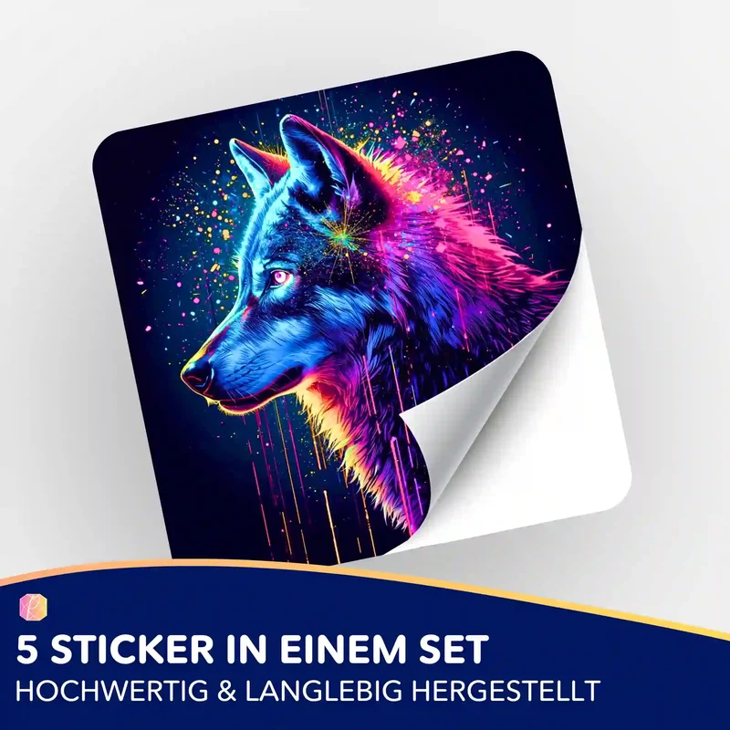 Aufkleber 5er-Set - Krafttier Wolf: Klarheit & Instinkt