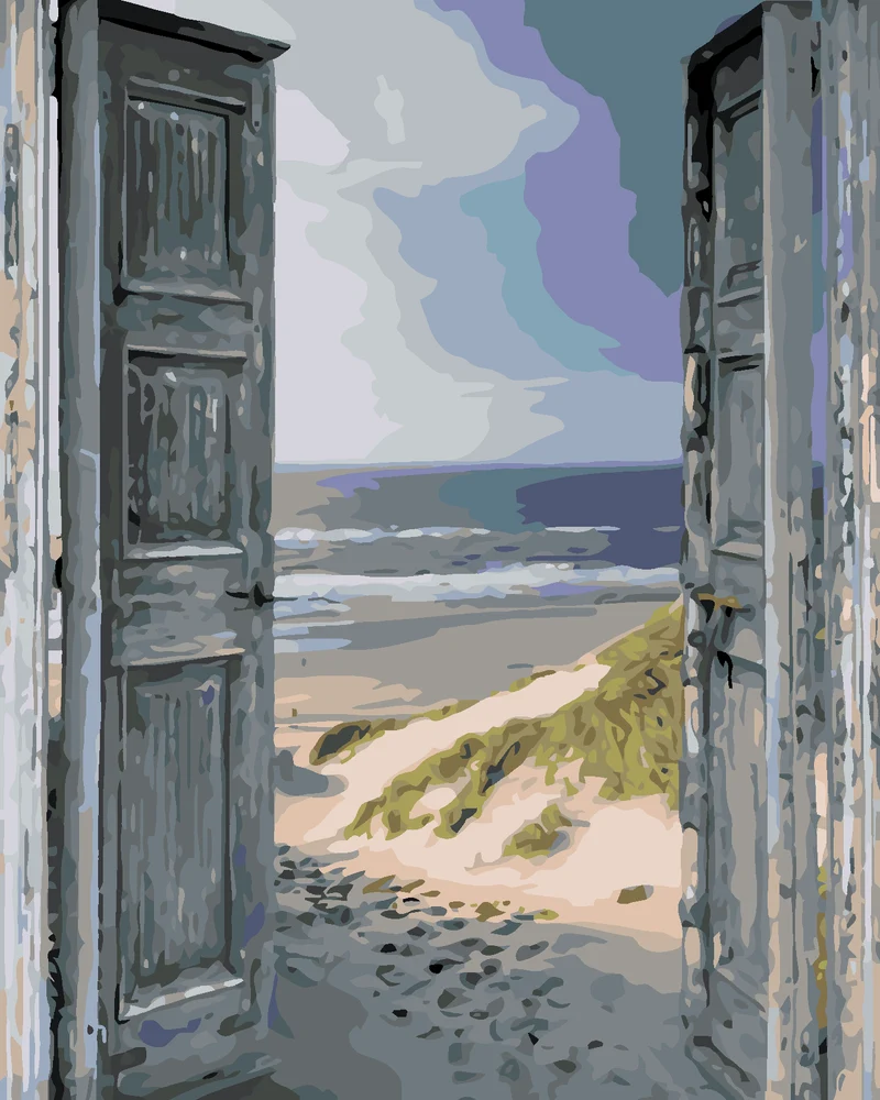 Diamond painting - ALTE TÜR AM STRAND