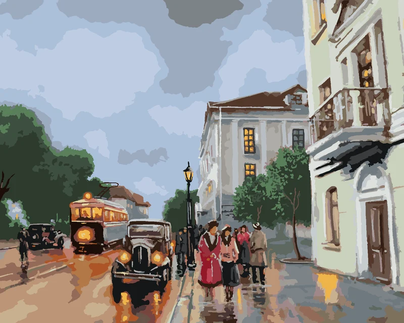 Diamond painting - ALTSTADT MIT AUTOS