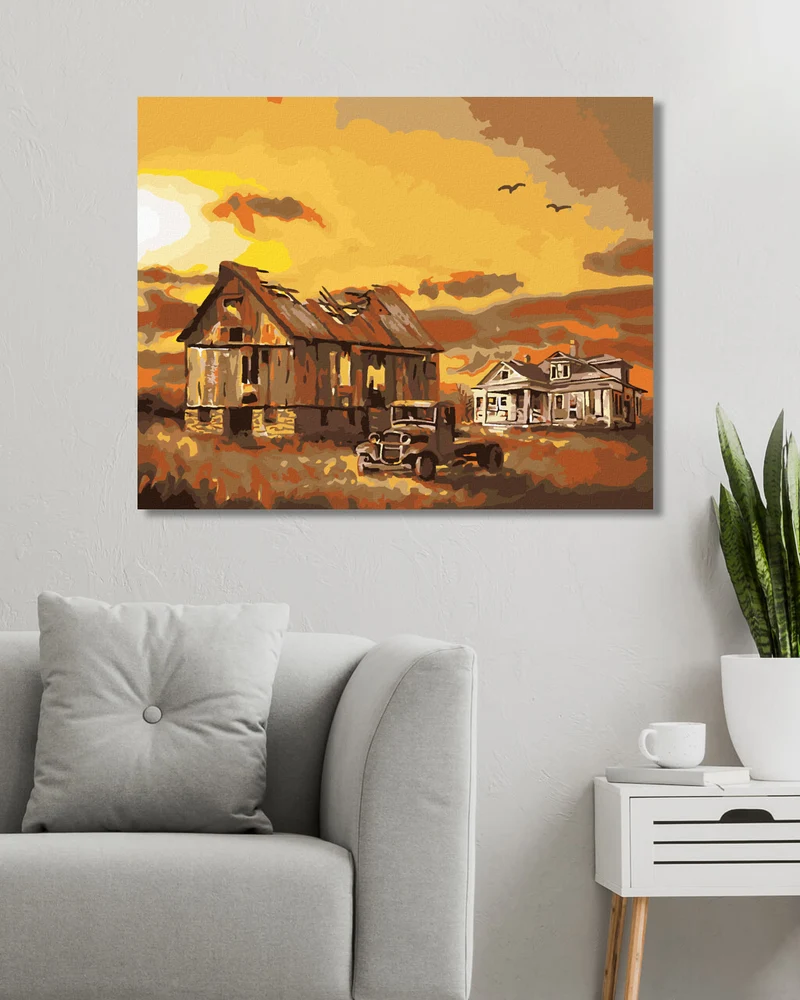 Diamond painting - SCHEUNE MIT BRÖCKELNDEM DACH (D. RUSTY RUST)