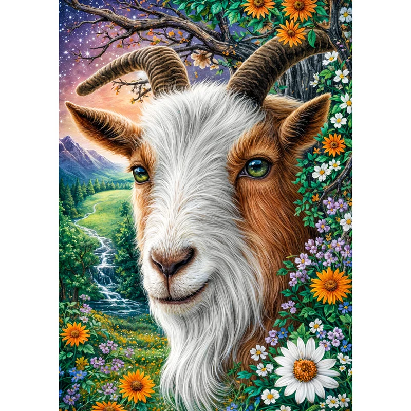 5D Diamond Painting – Mountain Meadow Goat