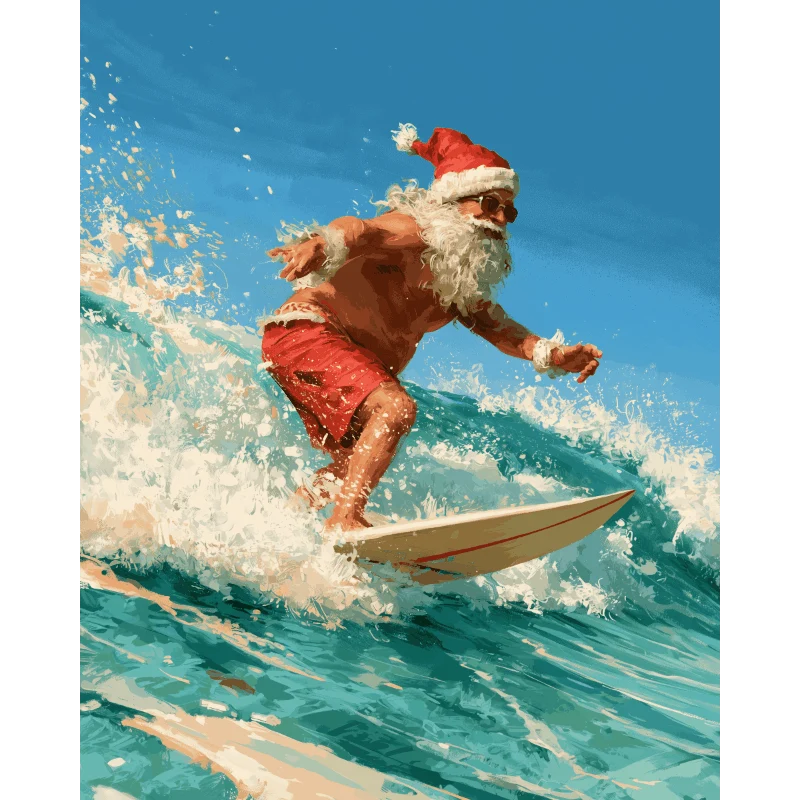 Surfender Weihnachtsmann