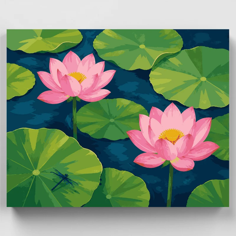 Lotus Pond Dragonfly - Paint by Numbers Kit