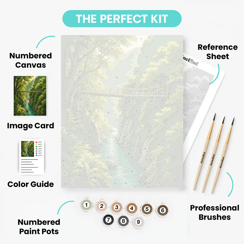 Falls River Suspension Bridge - Paint by Numbers Kit