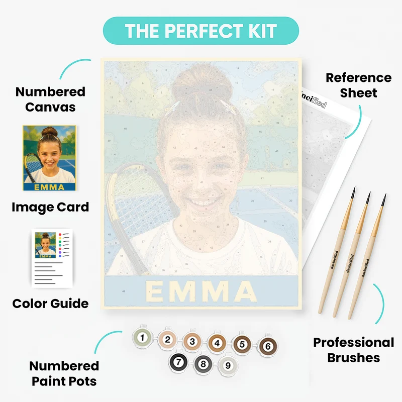 Tennis Rookie Card - Custom Paint by Numbers Kit