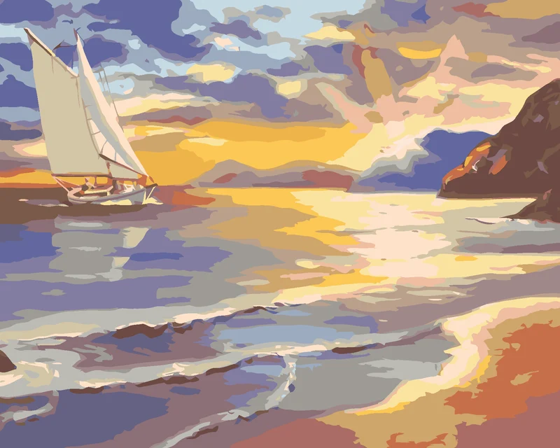 Diamond painting - SEGELSCHIFF, DAS AN DIE KÜSTE SEGELT (D. RUSTY RUST)