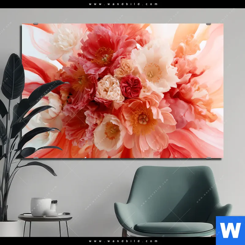 Aluminiumbild gebürstet | Florale Explosion | Querformat