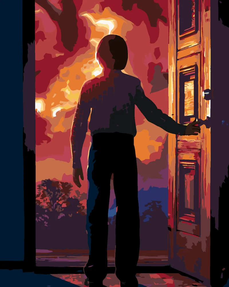 Diamond painting - STRANGER THINGS - WILL BYERS IN DER TÜR UND KNOCHENMARKFRESSER