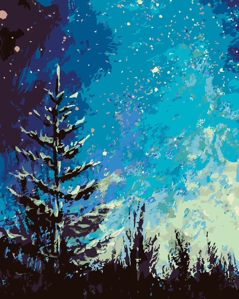 Diamond painting - BAUM UND NACHTHIMMEL IM WALD