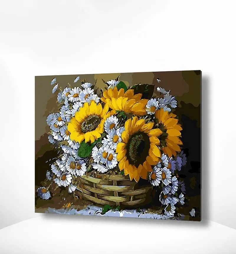 Malen nach Zahlen Sonnenblumen und Kamille