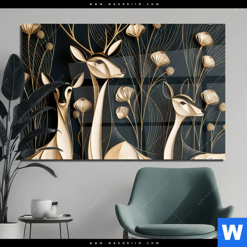 Acrylglasbild | Rehe - Anmut des Waldes | Querformat